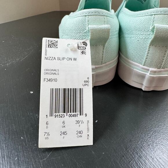 NWT Adidas Nizza Slip-on Cap Toe Canvas‎ Sneaker Aqua Blue Women’s 7.5 US - Picture 4 of 11